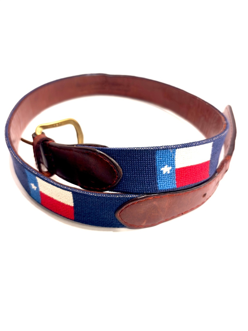 Smathers  & Branson needle point Texas Flag belt 32 - Picture 5 of 11